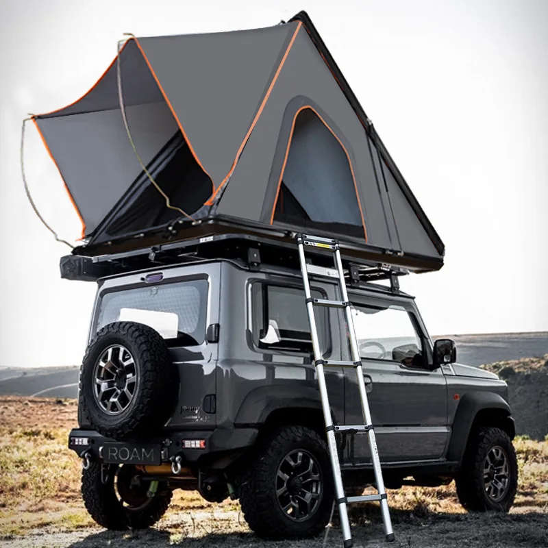 

Camping Aluminum 1-2 Person Outdoor Pop Up Foldable Rooftop Top Car Tent Triangle Clamshell Hard Shell