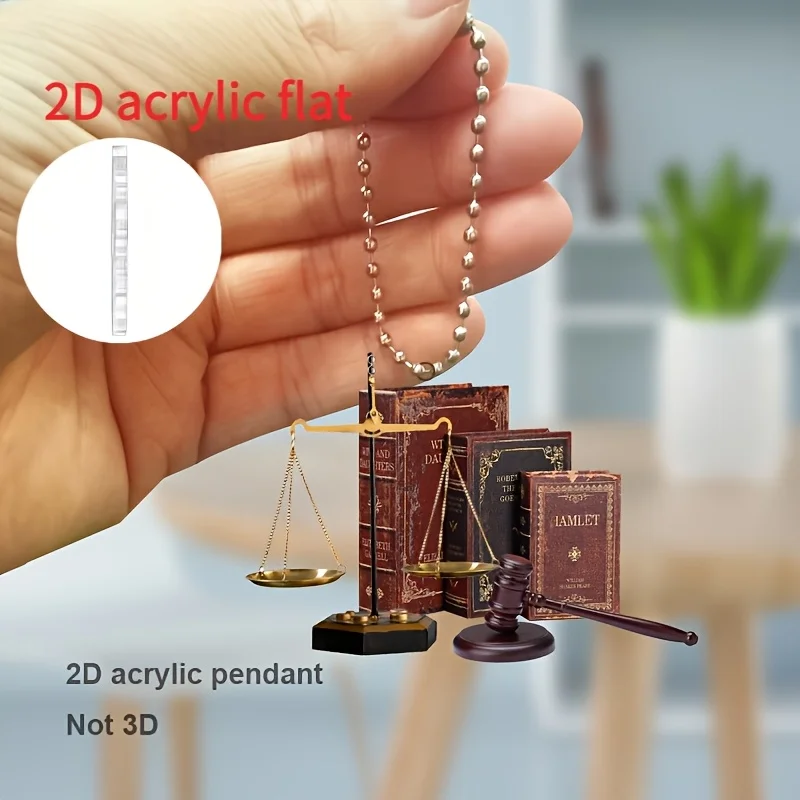 2D خمر العدالة الموازين قلادة الاكريليك كتب القانون حلي معلقة عيد الميلاد اكسسوارات احتفالية الديكور هدايا العيد