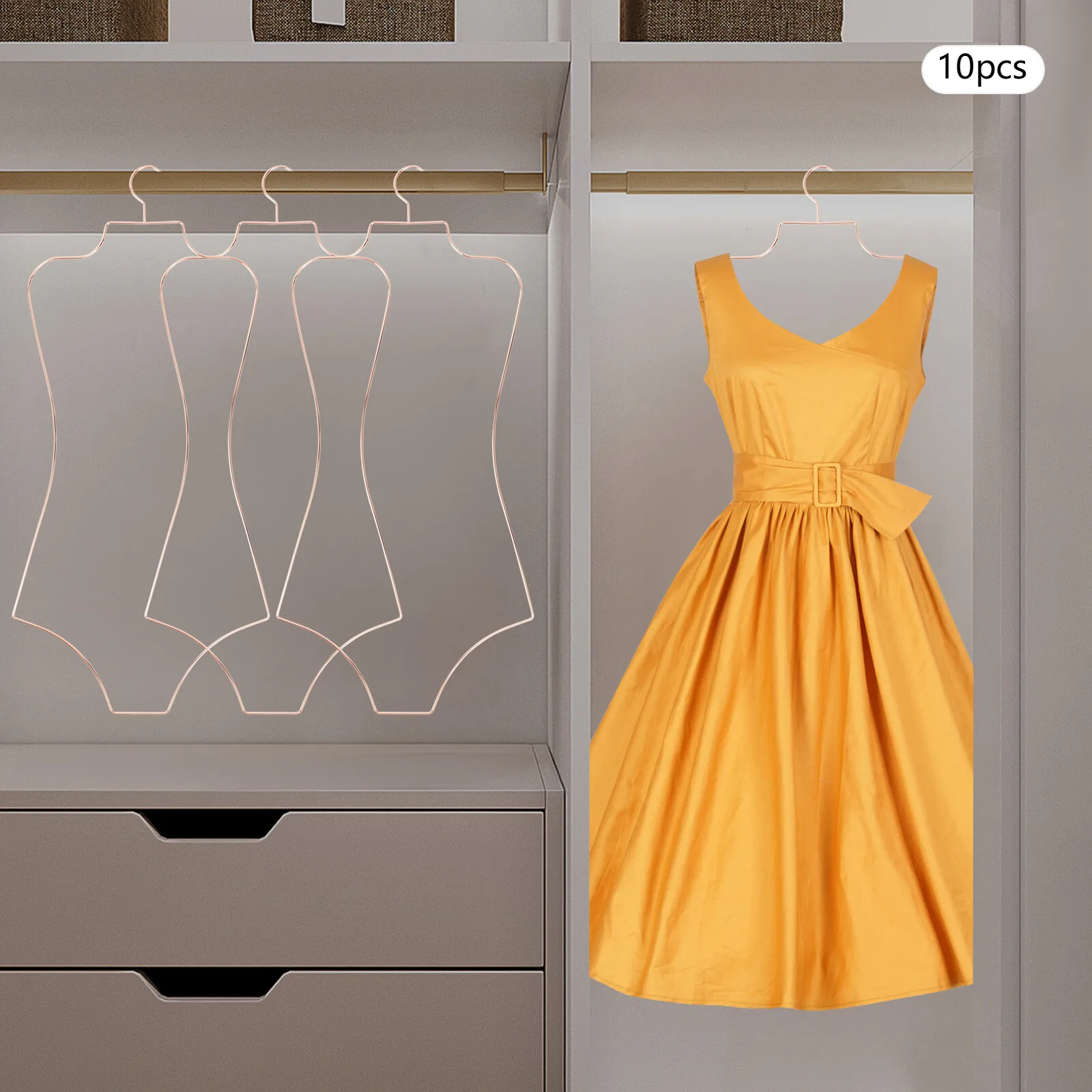 

Rose Gold Swimsuit Hangers 10PCS, Body Shape Display Hangers for Swimwear, Electroplated Anti-Rust Lingerie Closet Organizer