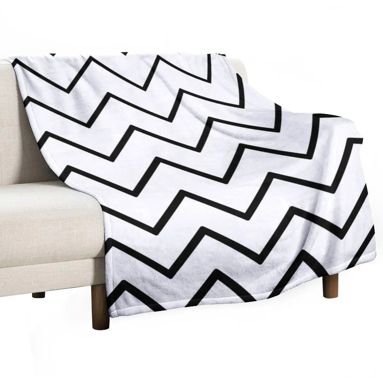 Zigzag Chevron Pattern (black/white) Throw Blanket Decorative Sofas Decoratives Soft Plaid Bed covers Sofas Plush Blankets