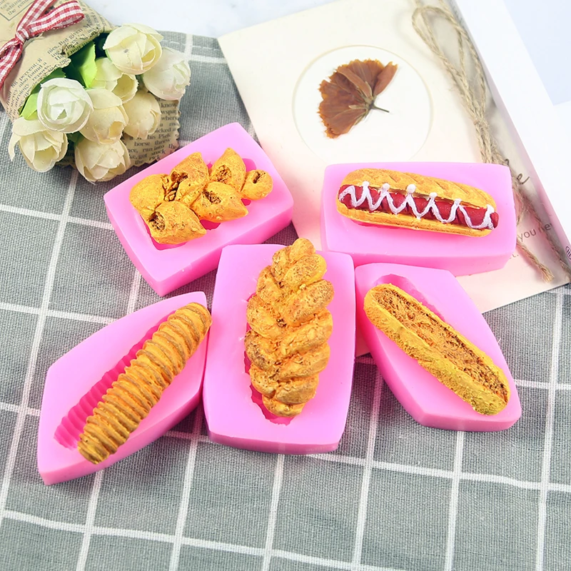 Baguette hot dog silicone mold chocolate biscuit incense candle silicone mold