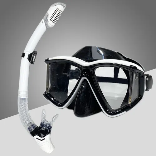 Imagen 1 del producto Nuevo juego de snorkel/buceo para adultos: máscara de silicona (lentes de 3 piezas) y snorkel