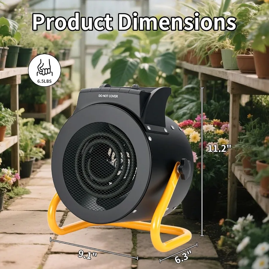 سخان الدفيئة مع ترموستات رقمي 1500 واط/750 واط سخان خيمة النمو الكهربائي IPX4 مقاوم للماء حماية من الحرارة الزائدة تسخين سريع