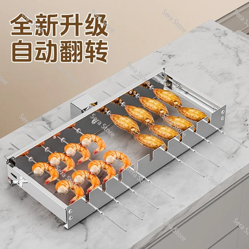自動回転式グリル、調節可能な串付きバーベキューツール、電気bbqグリル