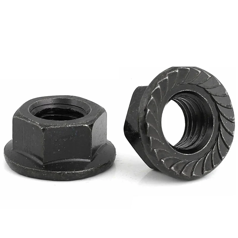 M2 M3 M4 M5 M6 M8 M10 M12 M16 Black Carbon Steel Hex Flange Nylon Insert Lock Nut Self-locking Nylock Locknut