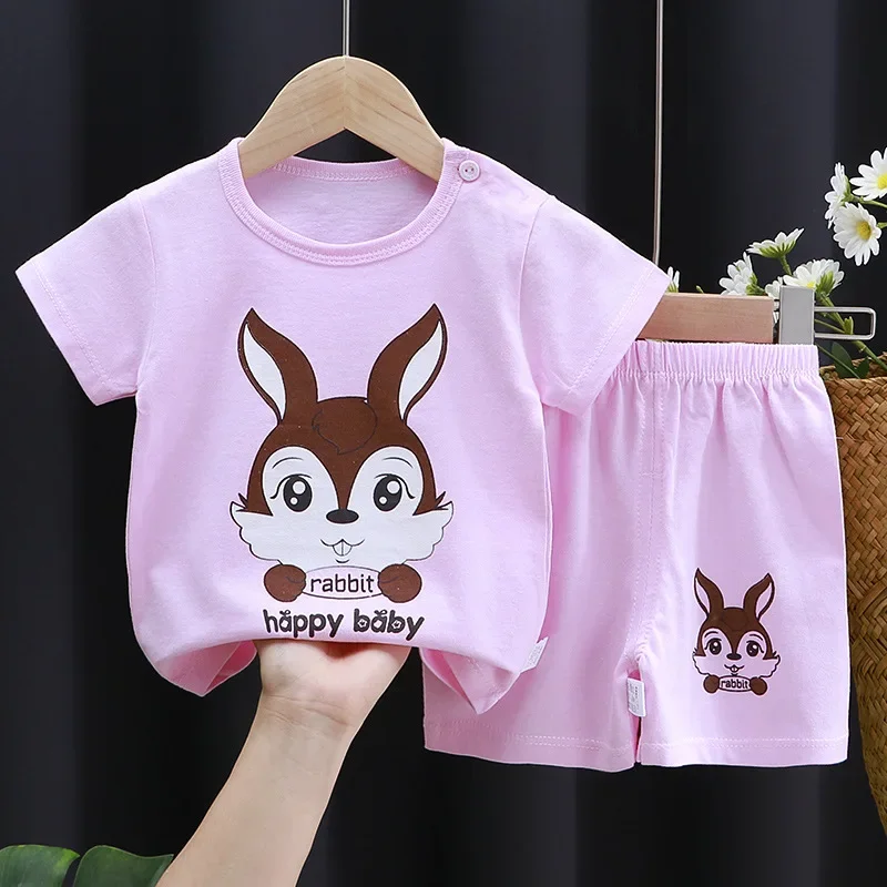 Summer Kids Cartoon Sports Tracksuit Shorts Pajamas T-shirt Outfit