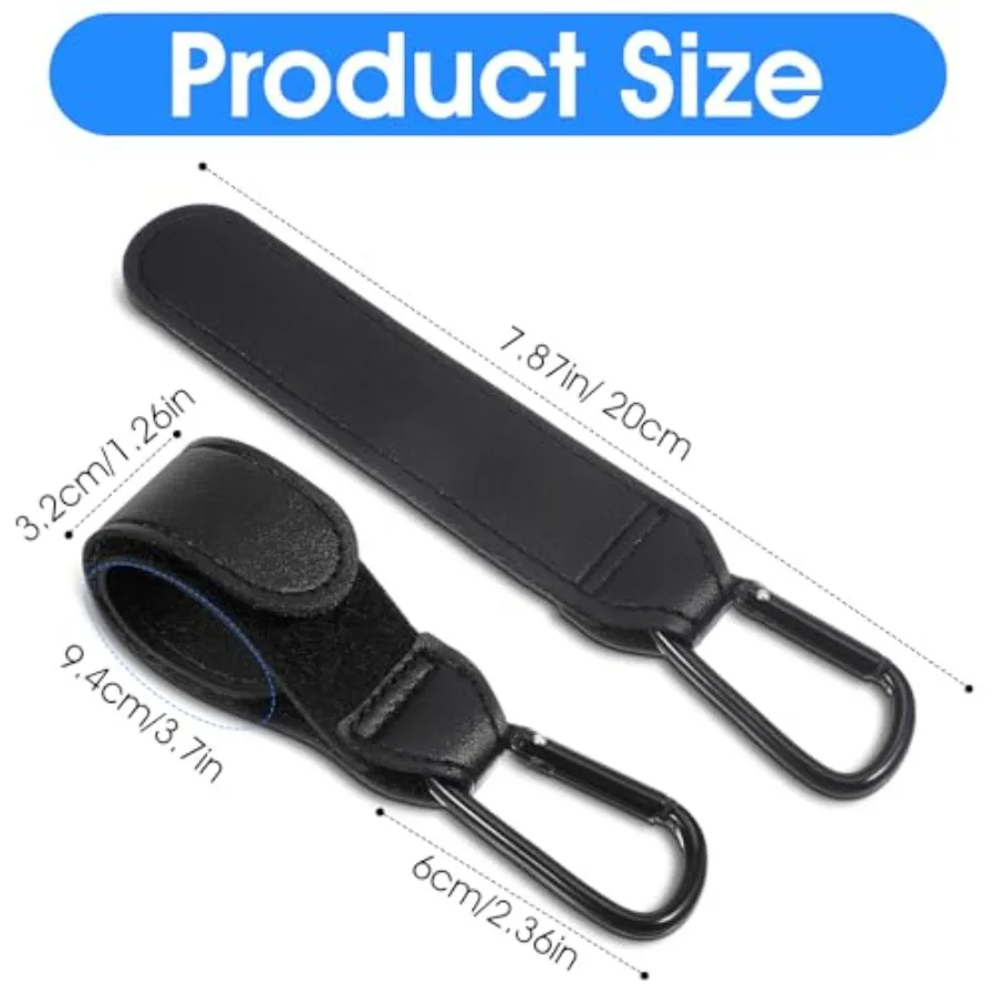 Xindojuz 2 PCS Stroller Hooks for Bags Multipurpose Stroller Straps with Large Carabiner Clip for Hanging Diaper Bag and Stroll