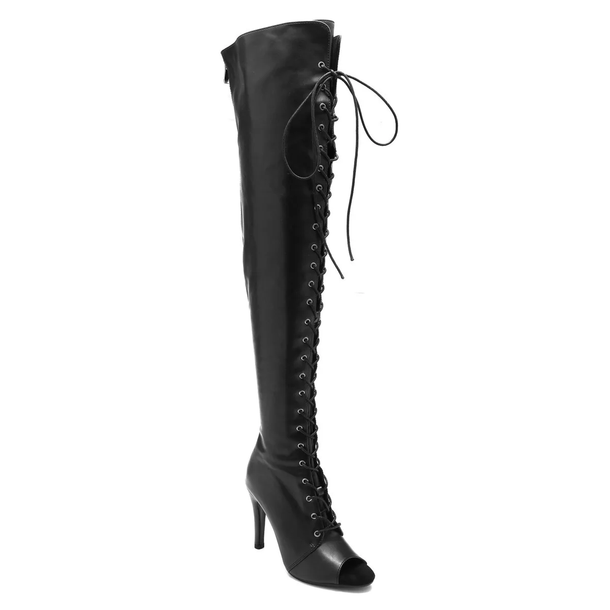 Women Heels Over the knee boots Lace-up Boot Stilettos Jazz Dance Slipery Sole Customizable Outdoor Sexy Stilettos Booties