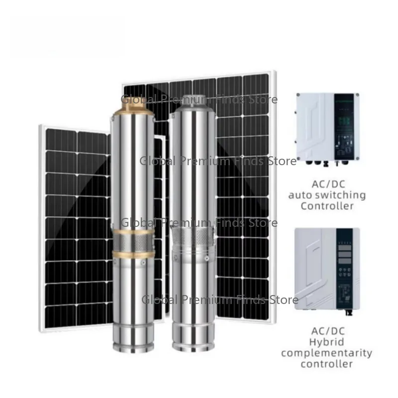 1.5kw Pompe a Eau Solaire Agricole Ac Dc Solar Water Pump 2hp Hybrid Solar Pump Complete With Panels