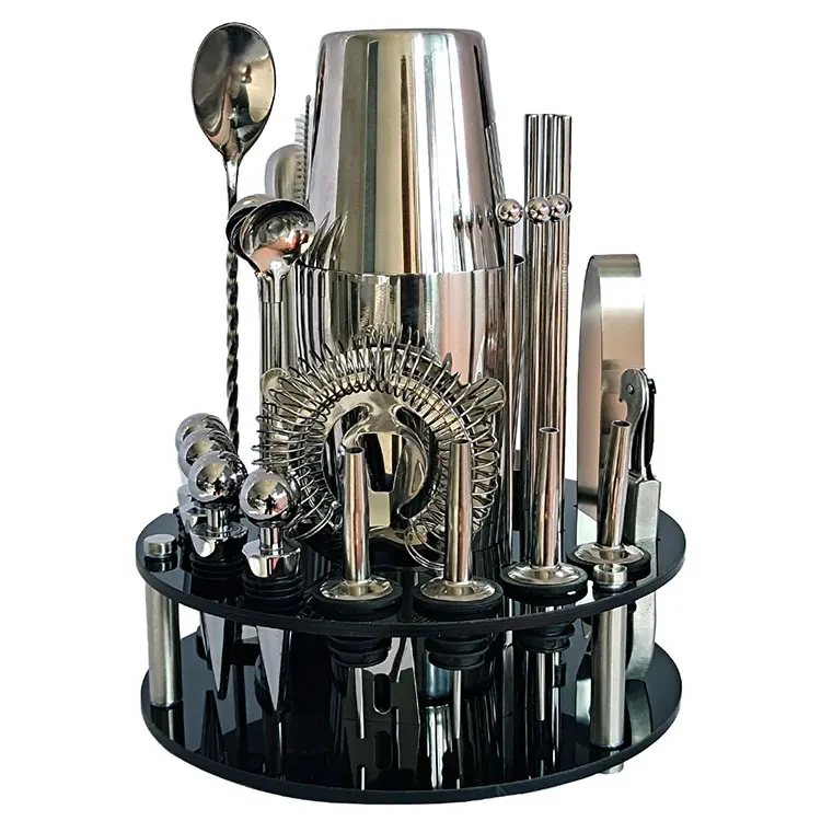 

30 Piece Thickened Cocktail Shaker Sets Bar Tools Bartender Kit Whisky Drink Stainless Steel Cocktail Shaker Set with Stand