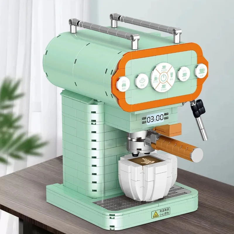 Classic Creative Coffee Machine Mini Diamond Model Building Blocks City Friend Bricks Toys for Kids Adult Gifts