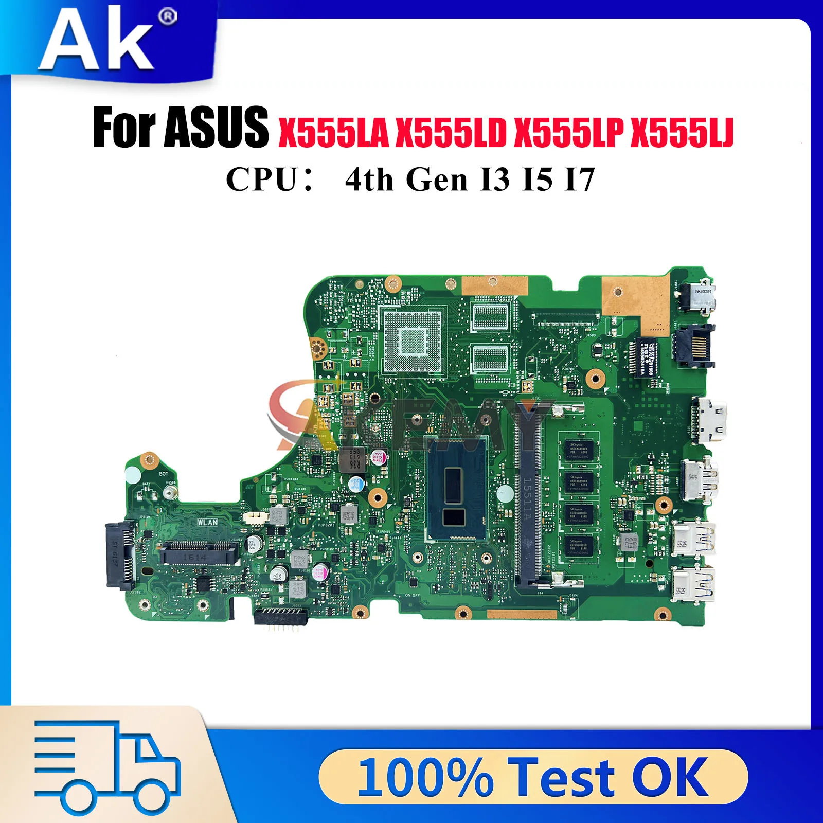 

X555LA Материнская плата для ноутбука ASUS R557L VM510L X555LP FL5800L R556L W519L X555LD DX992L FL5600L VM590L Материнская плата I3 I5 I7 CPU