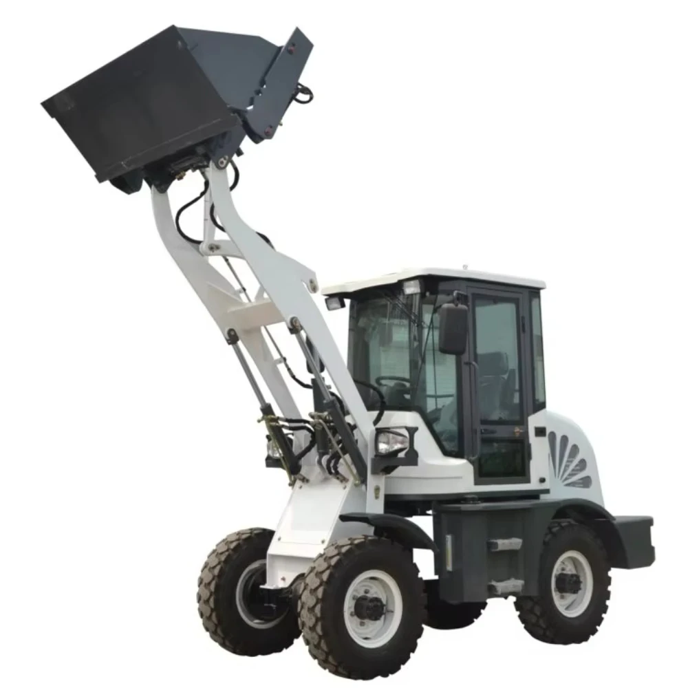 جرافة انزلاقية صغيرة سعة 1 طن، لودر صغير الحجم مع دلو ومرفقات لأعمال المزرعة والحديقة والطرق والبناء