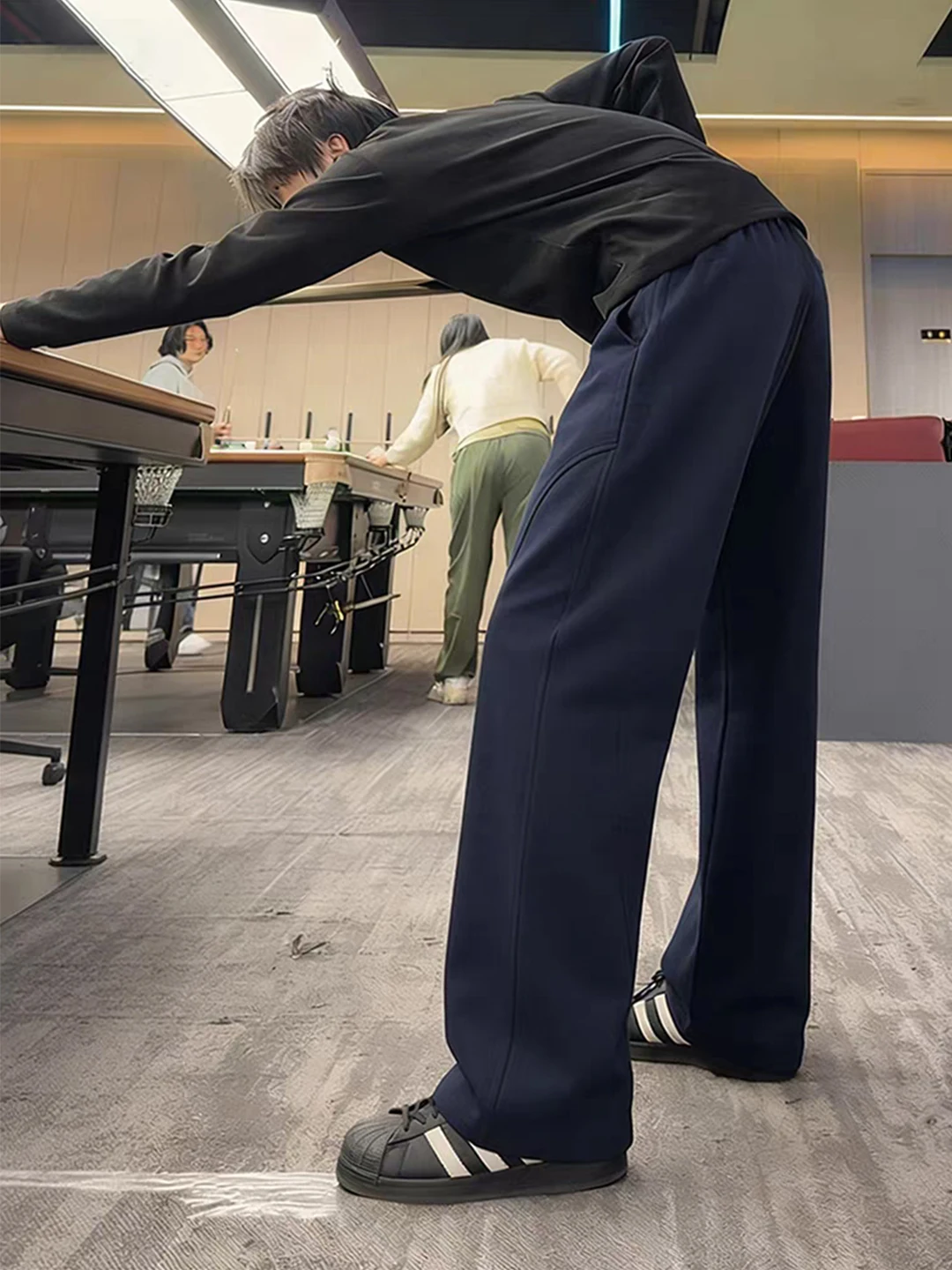 

Casual Fitn Men's Pants Loose Fit American Sle Spring Straight Leg Trousers Anti-Wrinkle Low Elastici Pure Color