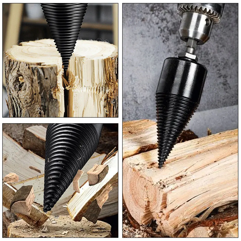 32/42/50mm Wood Drill Bit Firewood Splitter Drill Bit Round/Hex/Square Shank Wood Splitting Cone Reamer Punch Driver Drill Bit