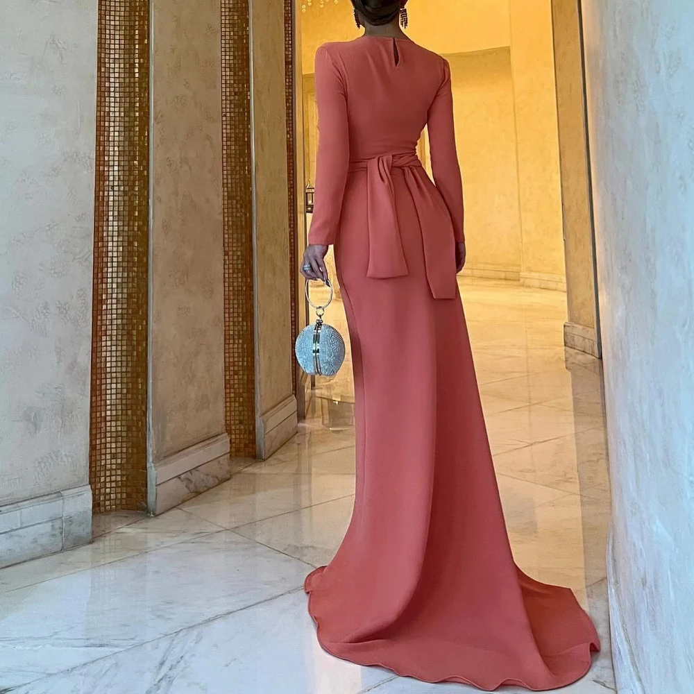 فستان حورية البحر أم العروس للنساء برقبة دائرية وأكمام طويلة فستان زفاف ضيف طول الأرض فستان سهرة أنيق مخصص