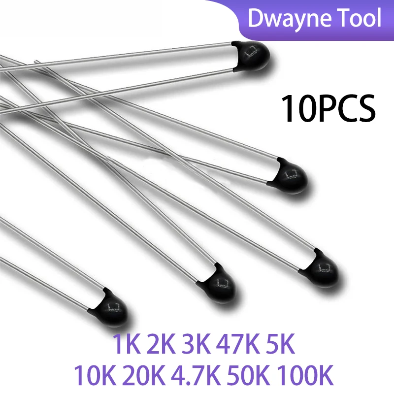 

10PCS NTC Thermistor Thermal Resistor MF52 NTC-MF52AT 1K 2K 3K 47K 5K 10K 20K 4.7K 50K 100K 5% 3950B 1/2/3/4.7/K