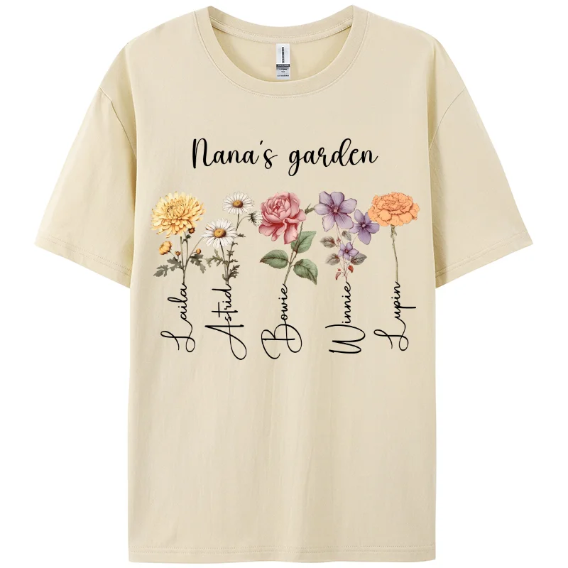 

Mother's Day Theme Women's Cotton T-Shirt 2024 New Clothes Flower Print Loose Short Sleeve Trend Design Sense Fashion Top