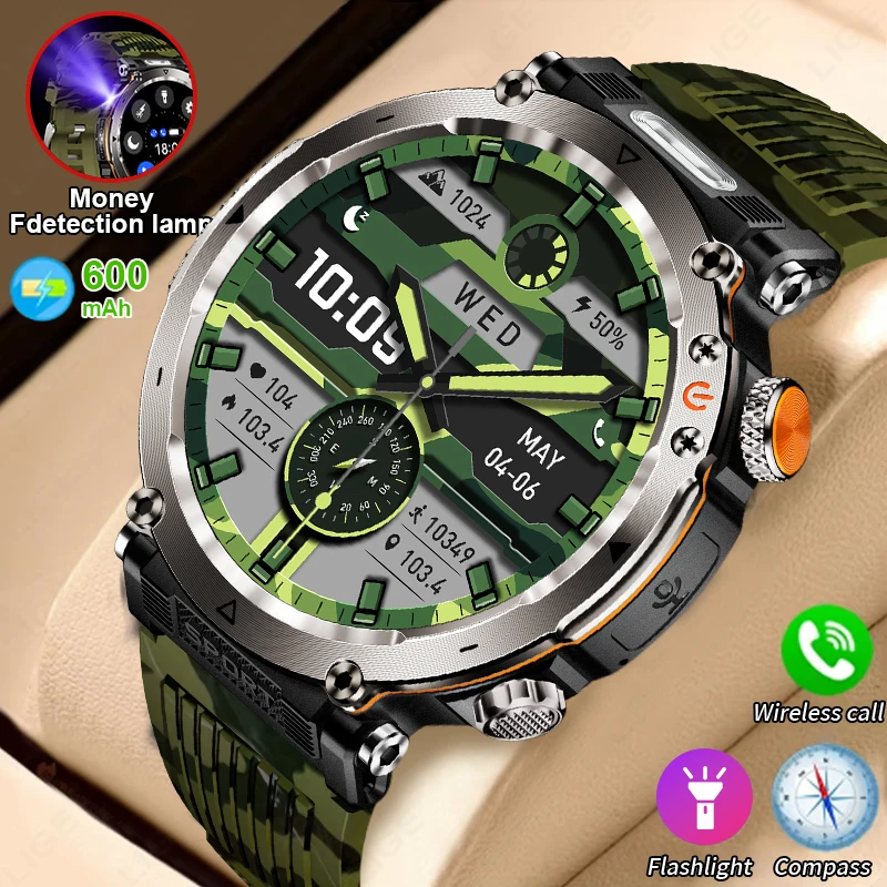 

LIGE 2026 New Outdoor Sports Smart Watch Men 600mAh Big Battery LED Flashlight Compass GPS Tracker Bluetooth Call Smartwatch Man