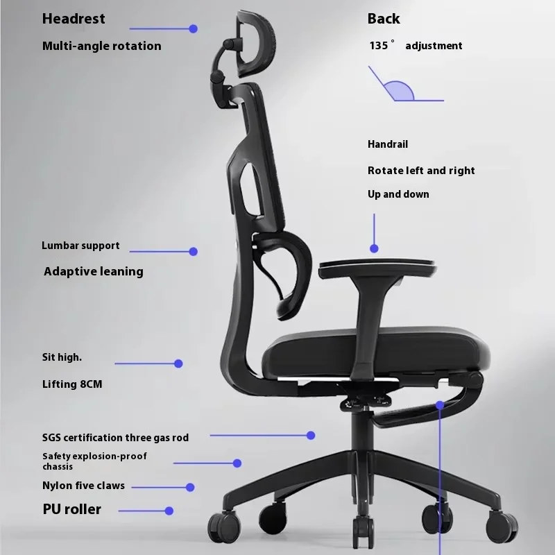 

Computer Ergonomic Chair Office Chaise Gaming Chairs Headrest Leg Rest Pedal Folding Gamer Cadeira Ergonómica Furniture