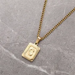 Initial A- Z Letter Pendant Necklace Stainless Steel Capital Letter Yellow Gold Plated Men Women Jewelry With Chain