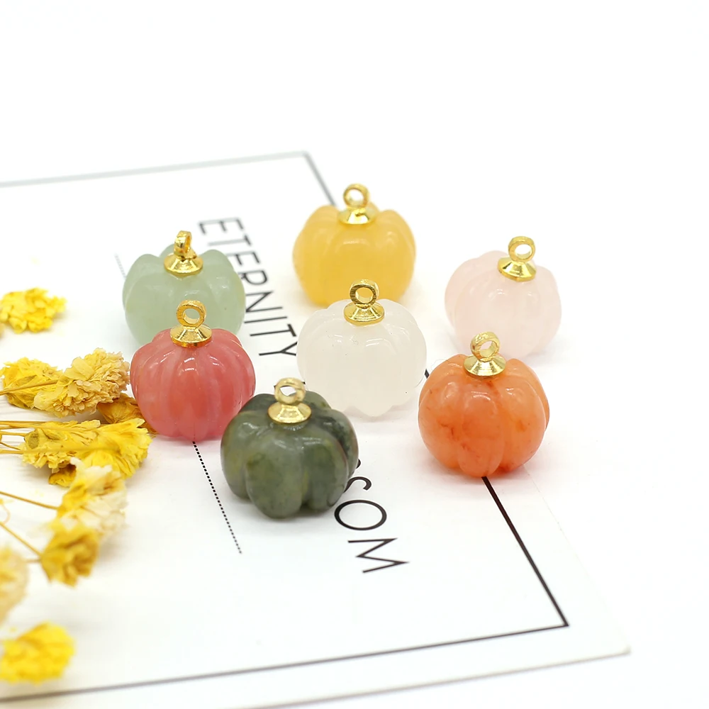 5 teile/los 13x13mm Naturstein Achat Rosenquarz Anhänger Charms Mini Kürbis Charms für Schmuck Machen DIY Halskette Ohrringe – Detail 5