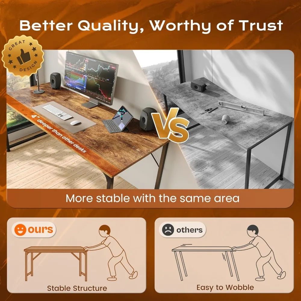 مكتب ألعاب ومكتب كبير مقاس 54 × 24 بوصة للاستخدام المنزلي والدراسة وغرفة النوم مع سطح عمل واسع