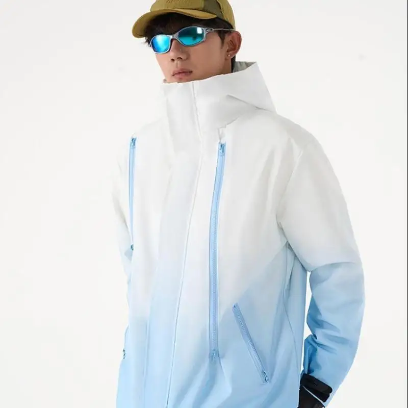 Autumn Men's Women's Gradient Hooded Jacket 2025 Outdoor Trendy Sporty Casual Versatile Couple Lightweight Coat