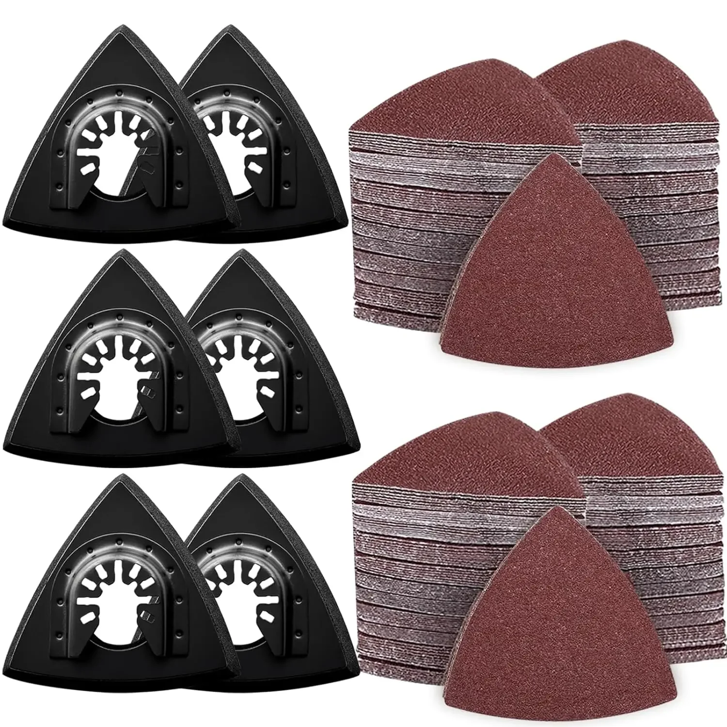204/136/105/104Pcs Oscillating Tool Detail Sanding Pad Kit  Finger Sanding Pad and Multitool Sandpaper and Triangle Sanding Pads