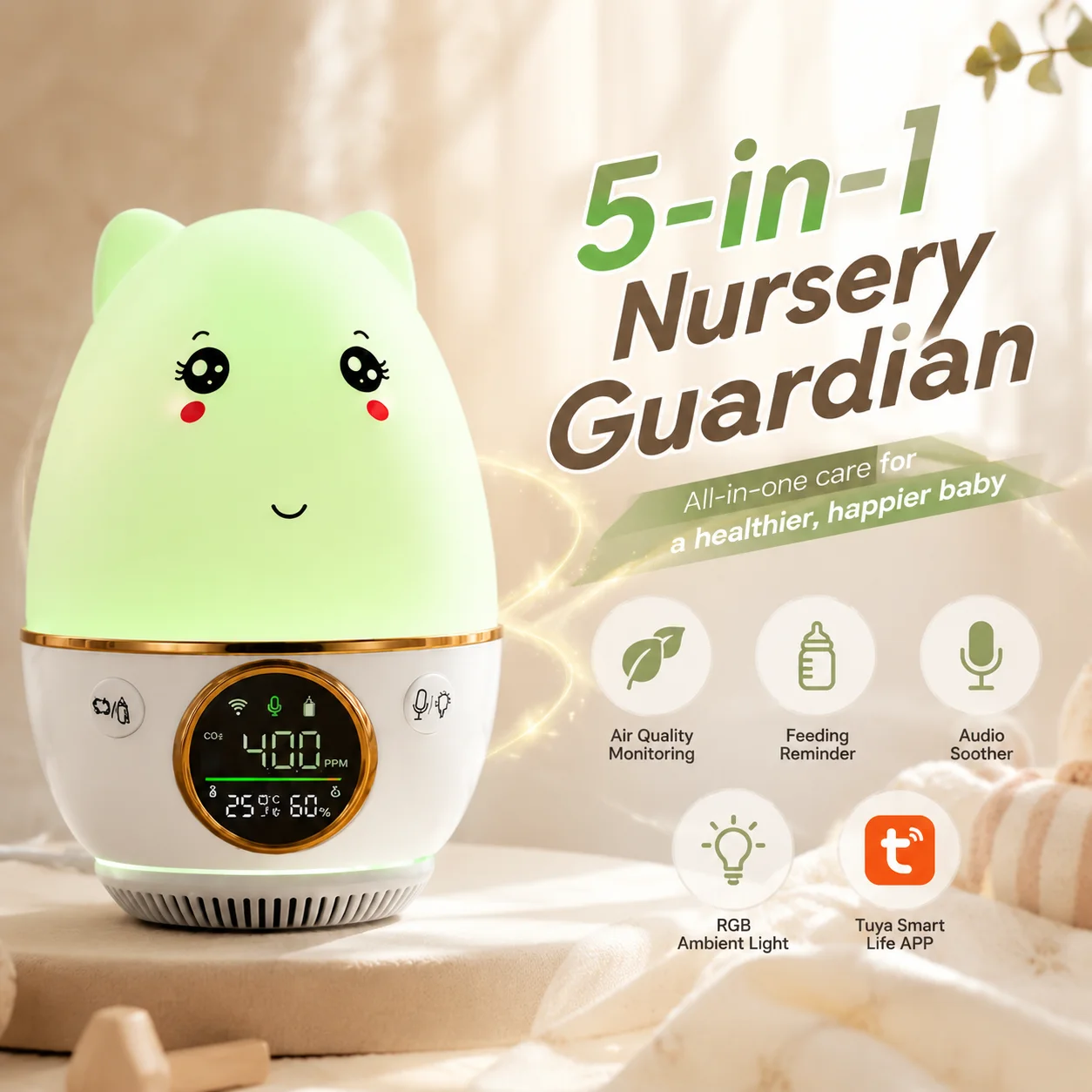 スマートベビーモニター幼児用空気質CO2 PM2.5 AQI - Baby Nursery Temperature のレビューと価格