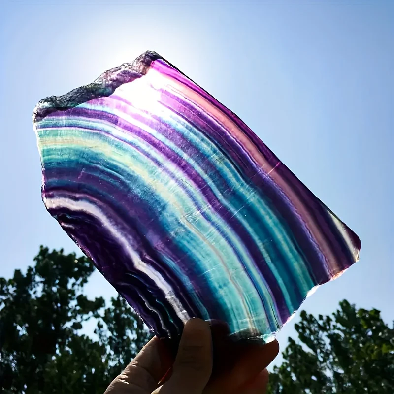 1pc natural rainbow fluorite slab - rainbow purple,rainbow fluorite crystal with multi-colored iridescent hues, irregular shape.