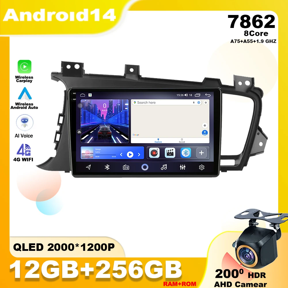 

Android 14 For Kia Optima 3 K5 TF 2010 - 2015 Wireless Carplay Auto Car Radio Player Multimedia Navigation GPS WIFI 4G Head BT