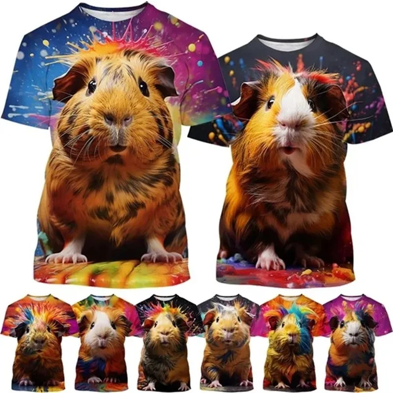 Cute Hamster Pattern T Shirt For Men Women 3D Printing Short Sleeve Men's Tee Tops Oversized Hip-hop T-shirts Streetwear