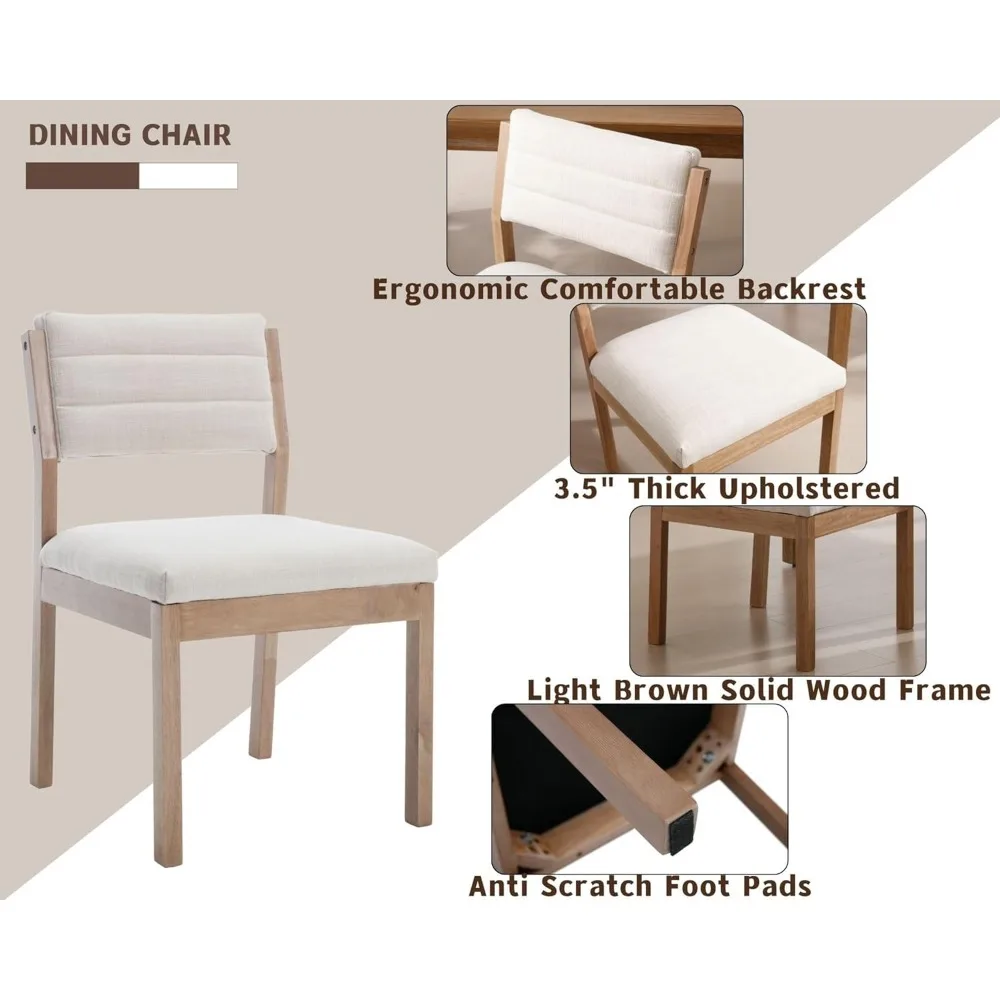 Ensemble de 4 chaises de salle à manger, chaises de cuisine et de salle à manger avec pieds en bois dur, chaises d'appoint sans accoudoirs pour salon