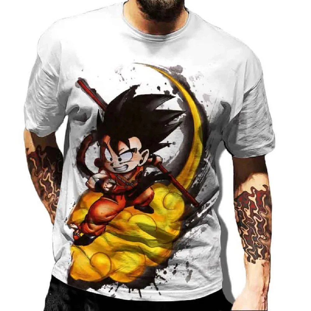 Dragon Ball Z T-shirt 2024 New Summer Anime Cartoon Print Short Sleeve Men's Graphic T Shirt Couple Youth Harajuku Men Clothing