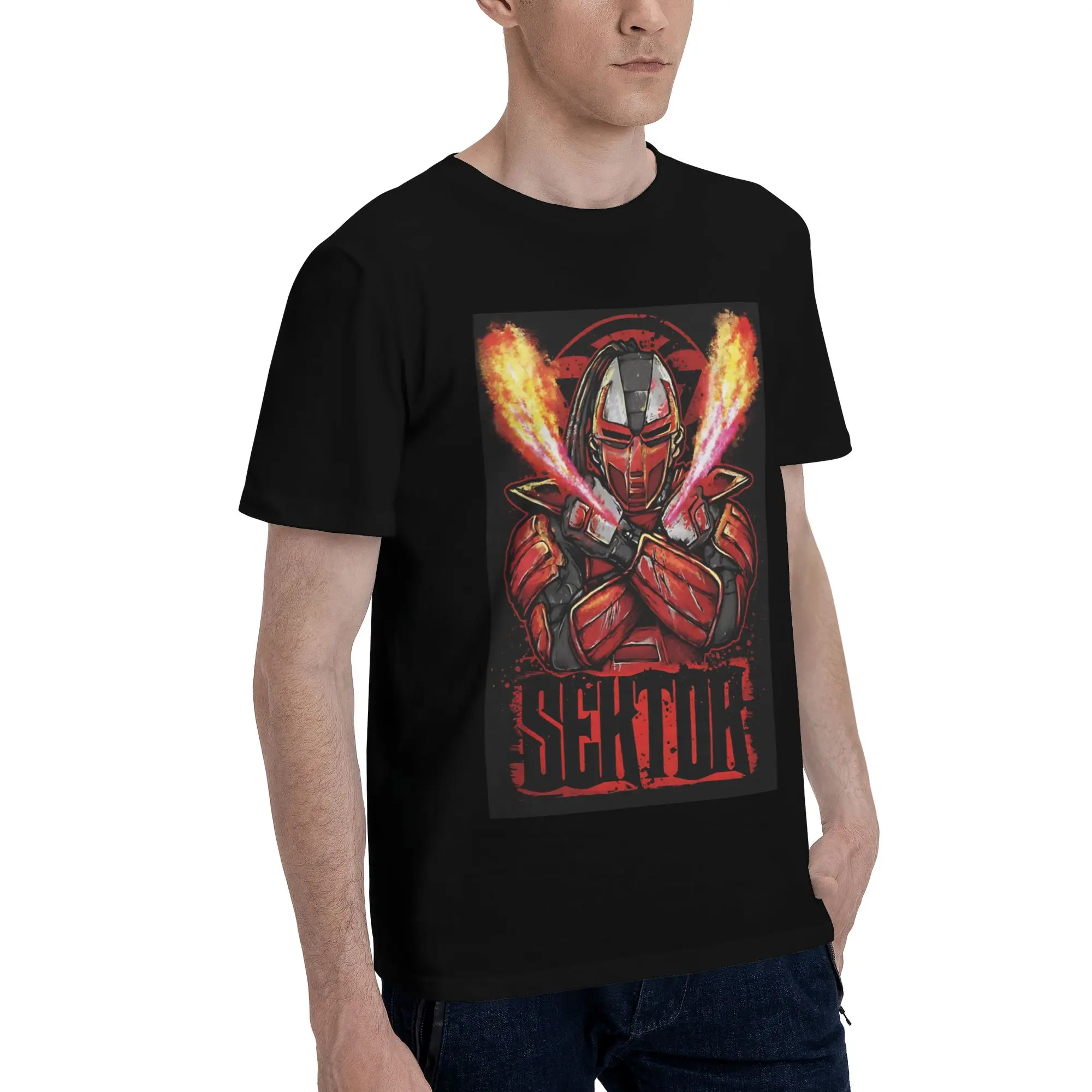Sektor Graphic 100% Cotton T-Shirt Mortal Kombat Tops Tees For Men