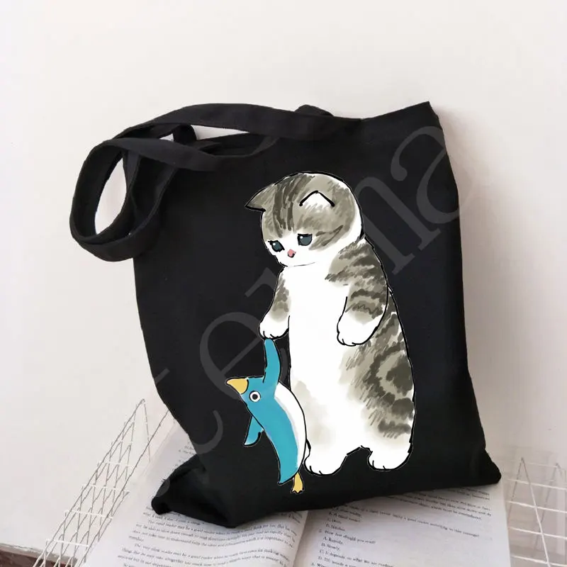 Eco Friendly Products Designer Handbags Tote Bag Women\'s Bag Shopping Bags Cat Canvas Boutique Reusable Customizable Big Shopper