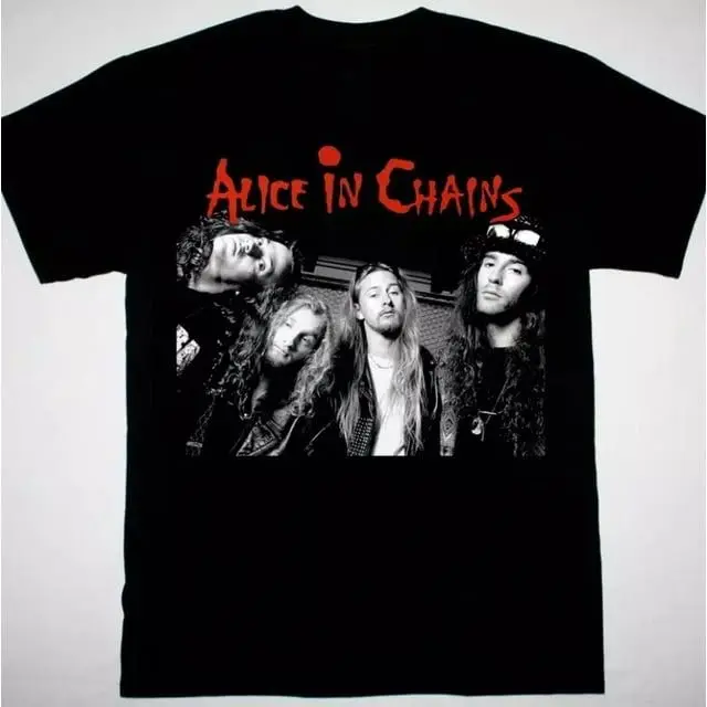 Alice In Chains Band Foto 100% Baumwolle Unisex T-Shirt Vintage Grunge Rock Grafik-T-Shirt für Männer Frauen Kurzarm Casual Top
