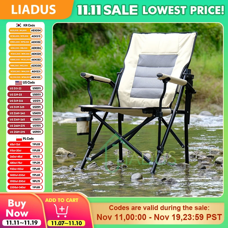 Adjustable Folding Recliner Chair Portable Outdoor Lounge with Padded Armrests Lumbar Support for Camping Picnic Relaxation