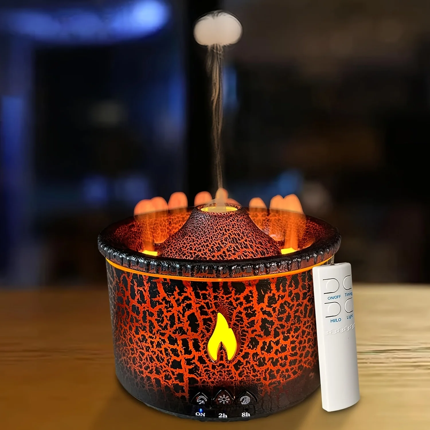 For LED Aroma Diffuser 2 Oil With Humidifier, Modes,  Portable Essential Shut-Off, Color Flame - Volcanic Ideal Night Auto Light