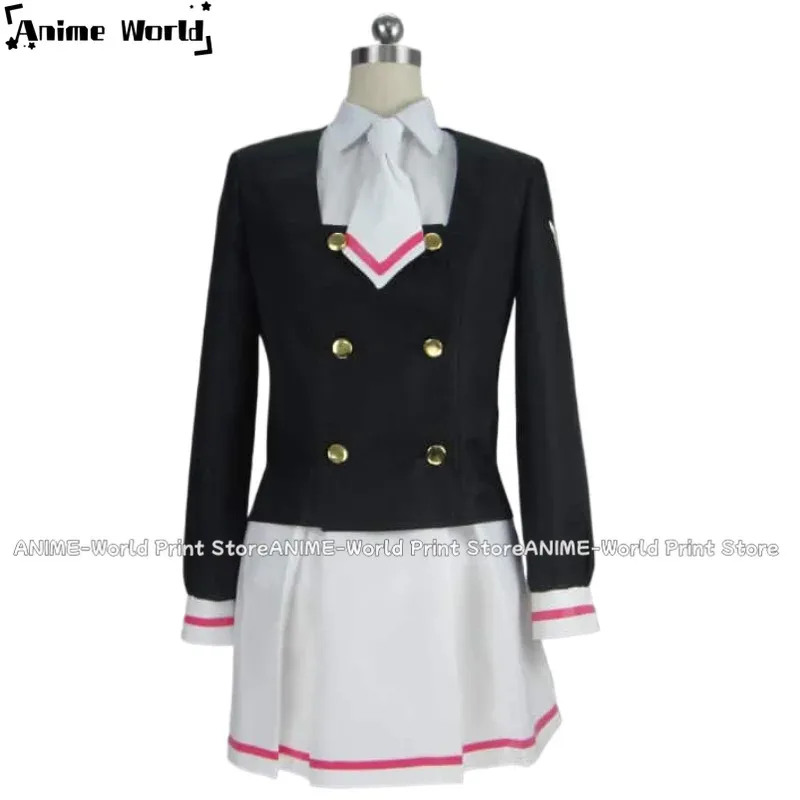 Nuevo 《Tamaño personalizado》Unisex Anime Sakura Cardcaptor Tarjeta transparente Sakura Kinomoto Uniforme escolar Disfraces de cosplay Traje Halloweenb;3's,6.e;