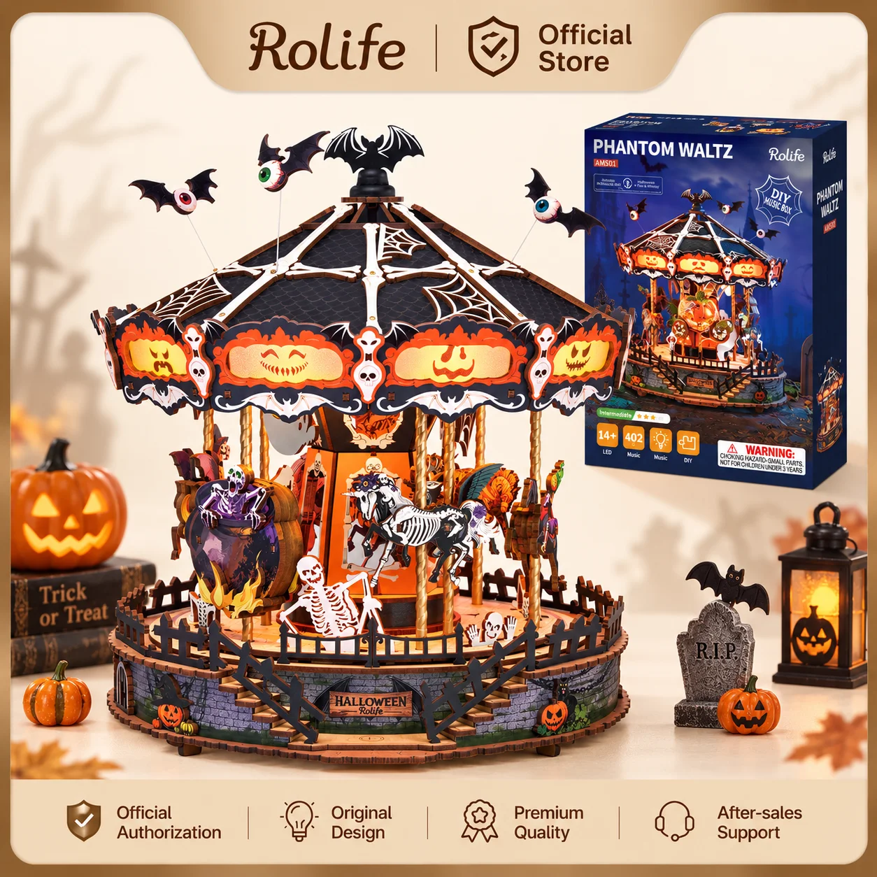 Rolife Music Box 3D Puzzle Phantom Waltz Wooden Puzzles Model Kits Build Home Decoration Christmas Birthday Gift For Adults