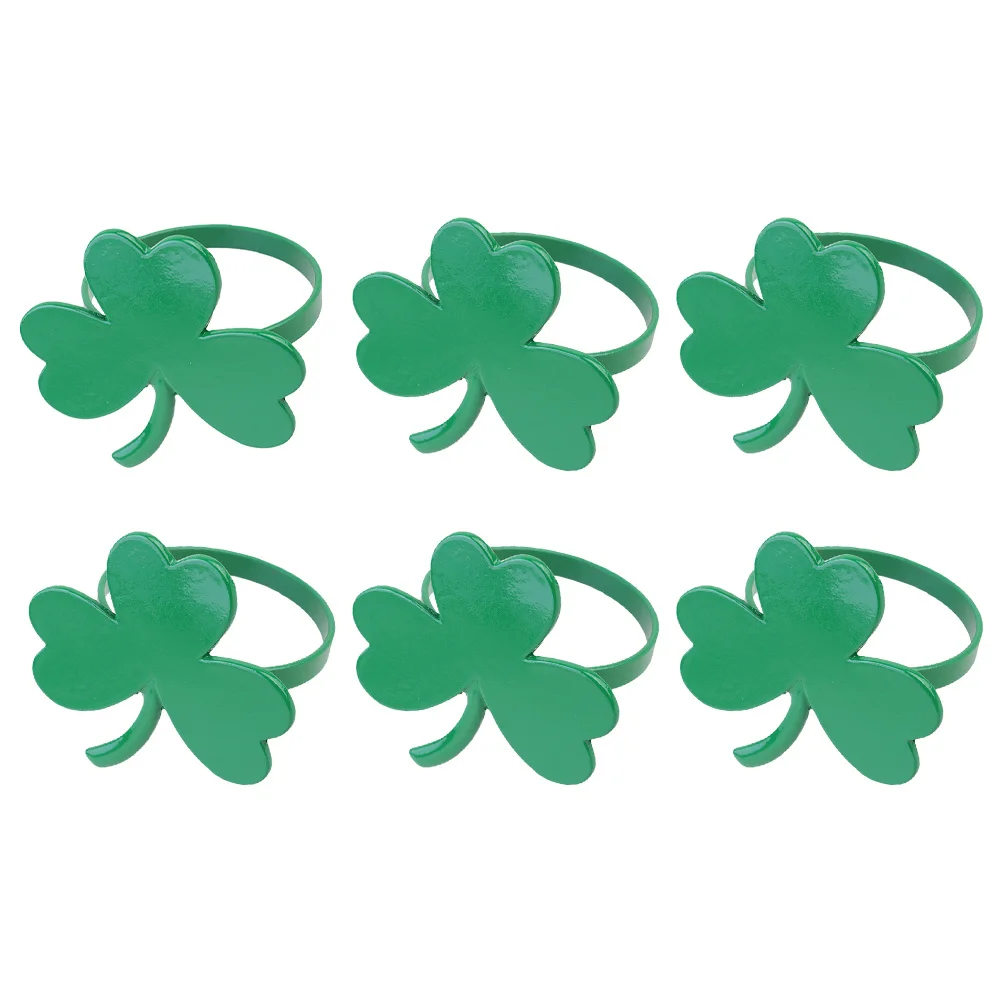

6Pcs Shamrock Napkin Rings Clover Design Elegant Napkin Holder for Restaurant Hotel Serviette Buckles Table Decor