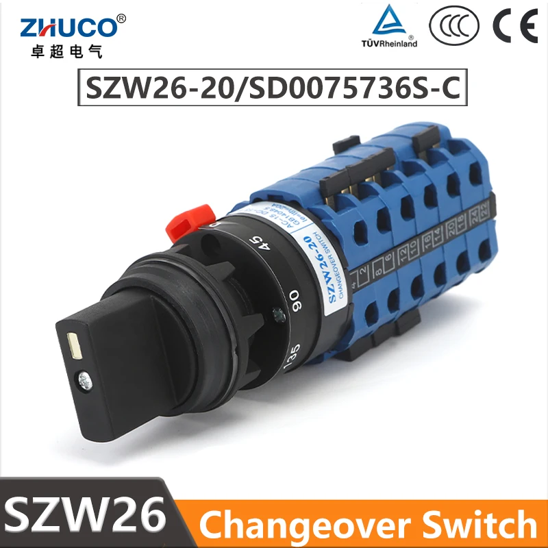 

ZHUCO SZW26/LW26-20 LW39B-16 6 Phase Universal Rotary Changeover Cam Switch For Woodworking Machinery Milling Conveyor 20A 660V