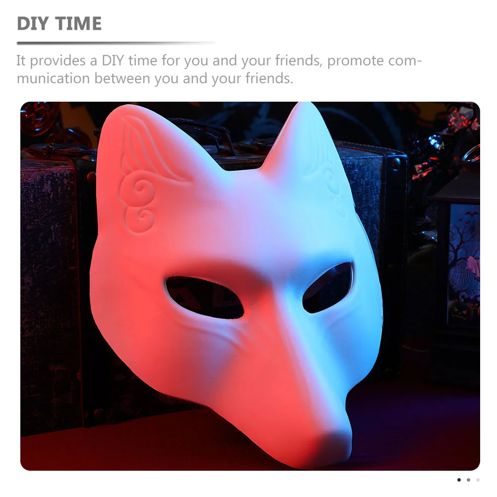 Drawstring Man Mask White Fox Pu Halloween Masks for Adults Masquerade Supplies