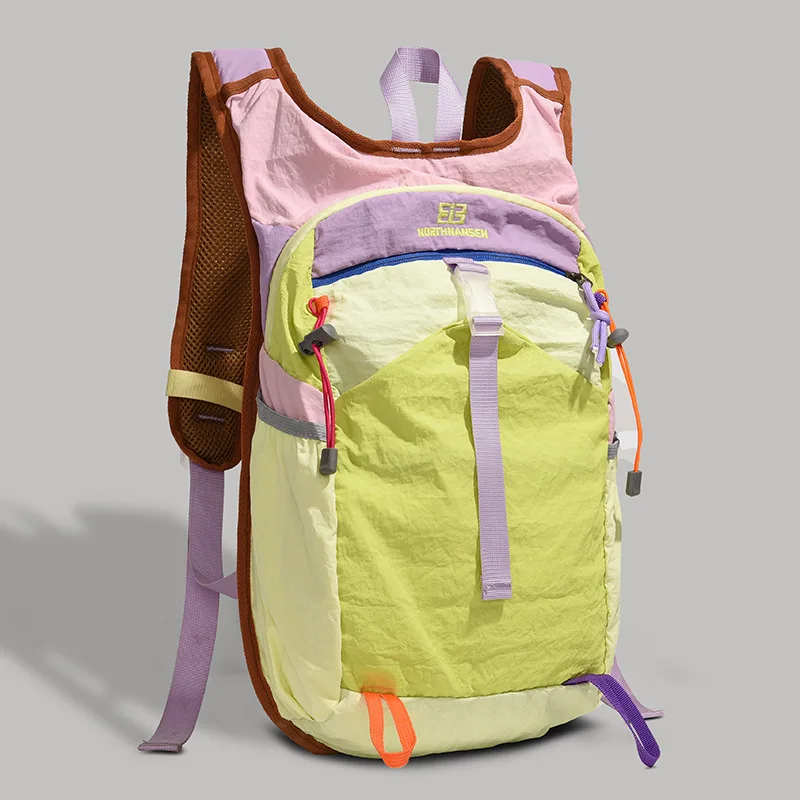 Large Capacity Color Block Backpack, Unisex Multi‑Functional Outdoor Daypack for Hiking Cycling Fitness Travel
