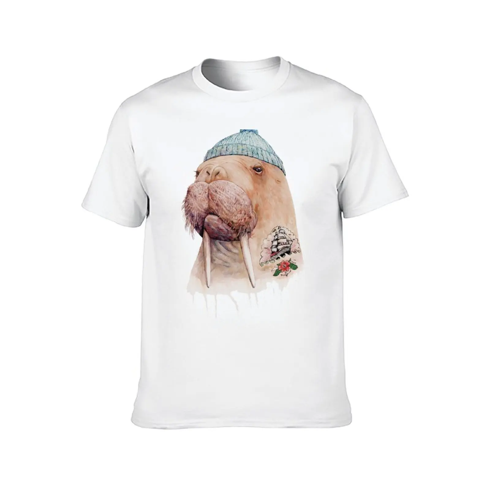 Camiseta tatuada Walrus, camisetas para hombre, camisetas divertidas de algodón para hombre, Camiseta de algodón