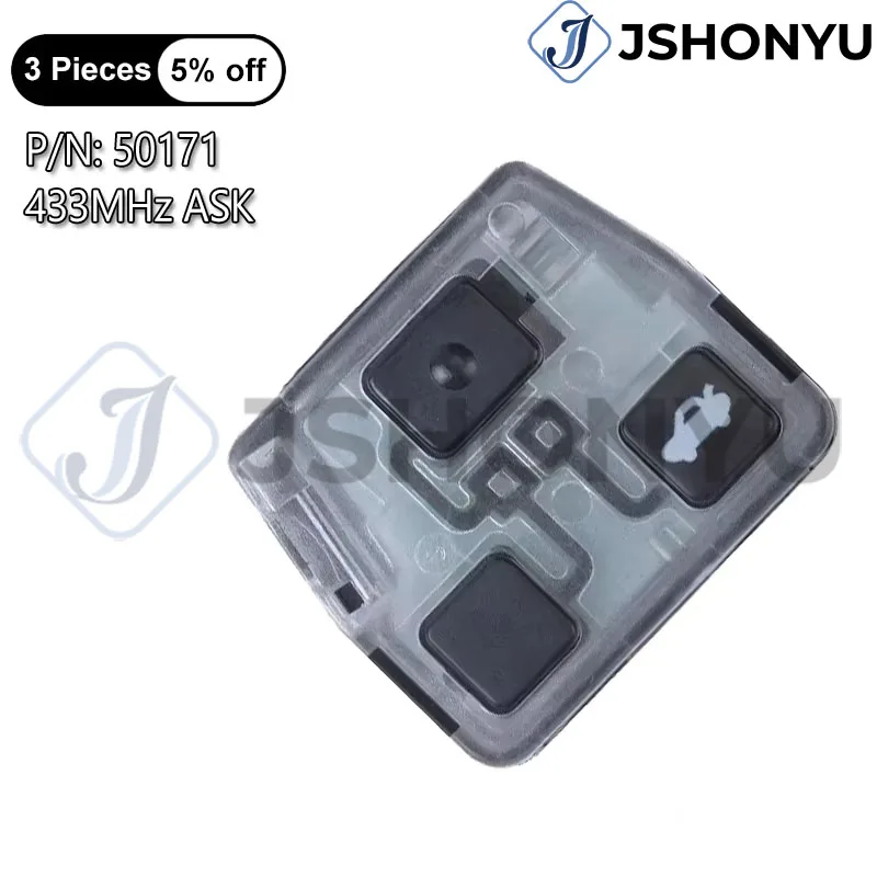JsHonYu 50171 433MHz 4D67 Chip Remote Car Key Fob for Toyota Prado 120 RAV4 Kluger Previa 2 3 Button