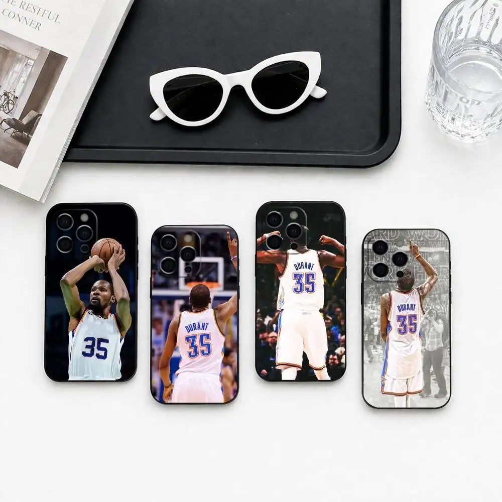 Funda para Teléfono Kevin Durant de Baloncesto para iPhone 17, 16, 15, 14, 13, 12, 11 Plus, Pro Max, Otros, Cubierta Negra Suave