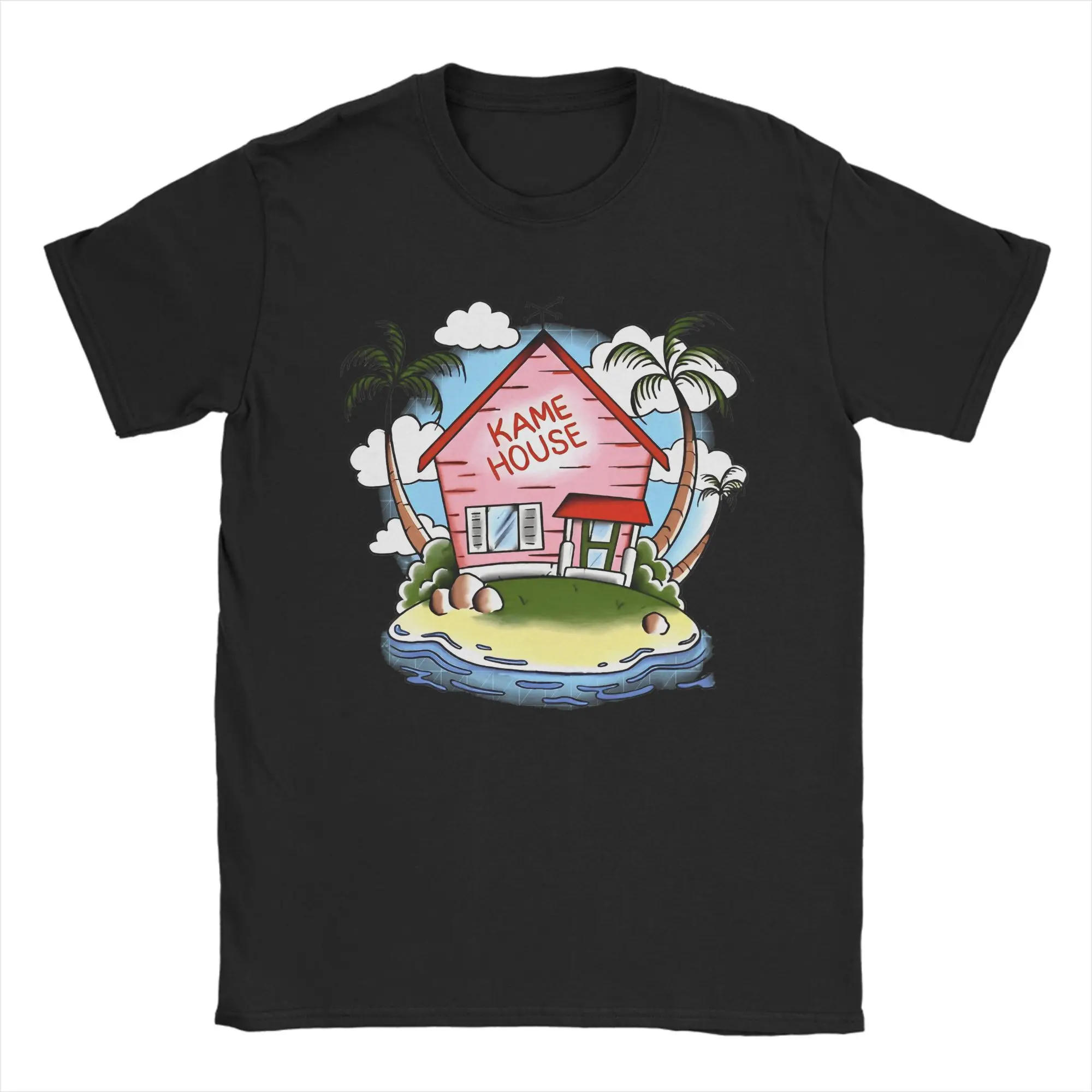 Camiseta de algodón Kame House para hombre, camisetas Vintage de verano, camisetas novedosas con cuello redondo, ropa con patrón de gran tamaño